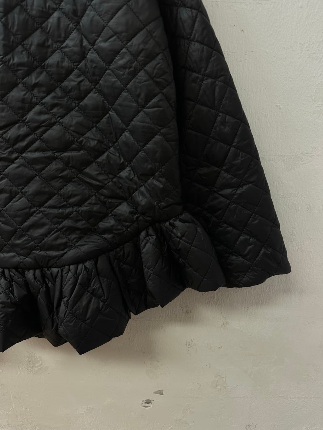 일본빈티지 블랙 패딩 퀼팅 프릴 블라우스 미니 원피스 상품이미지4