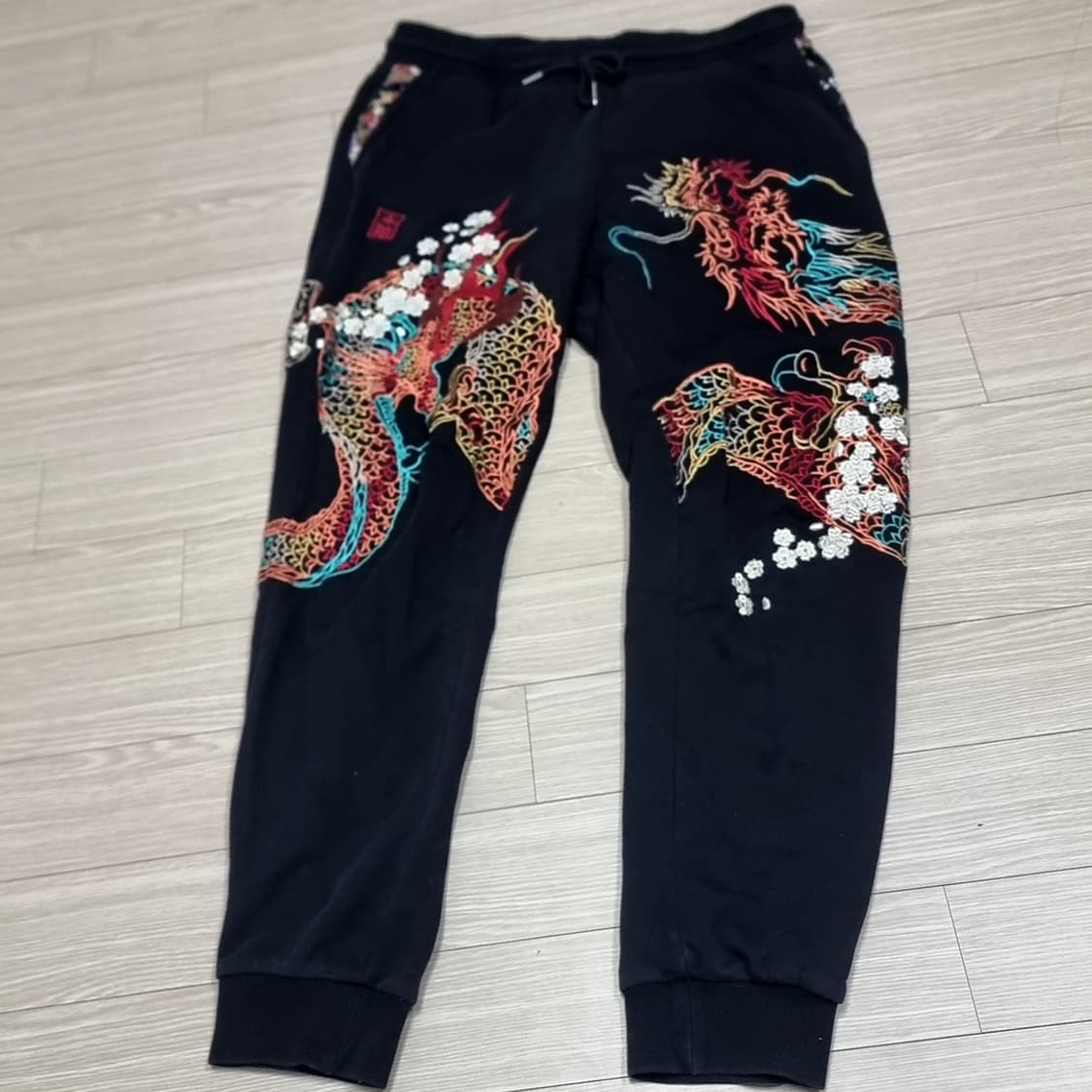 일본제 드레곤나가 일본빈티지 블랙 용 자수 조거팬츠 트레이닝(실측) 상품이미지1