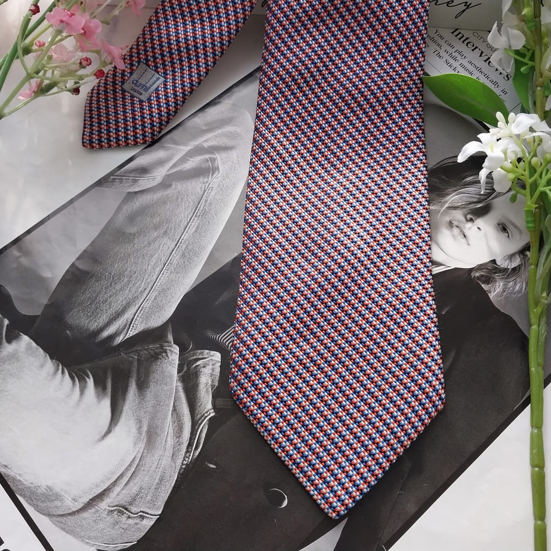 던힐 실크 레드 마이크로 체크 넥타이 9.1cm A+등급 K1654
 상품이미지6