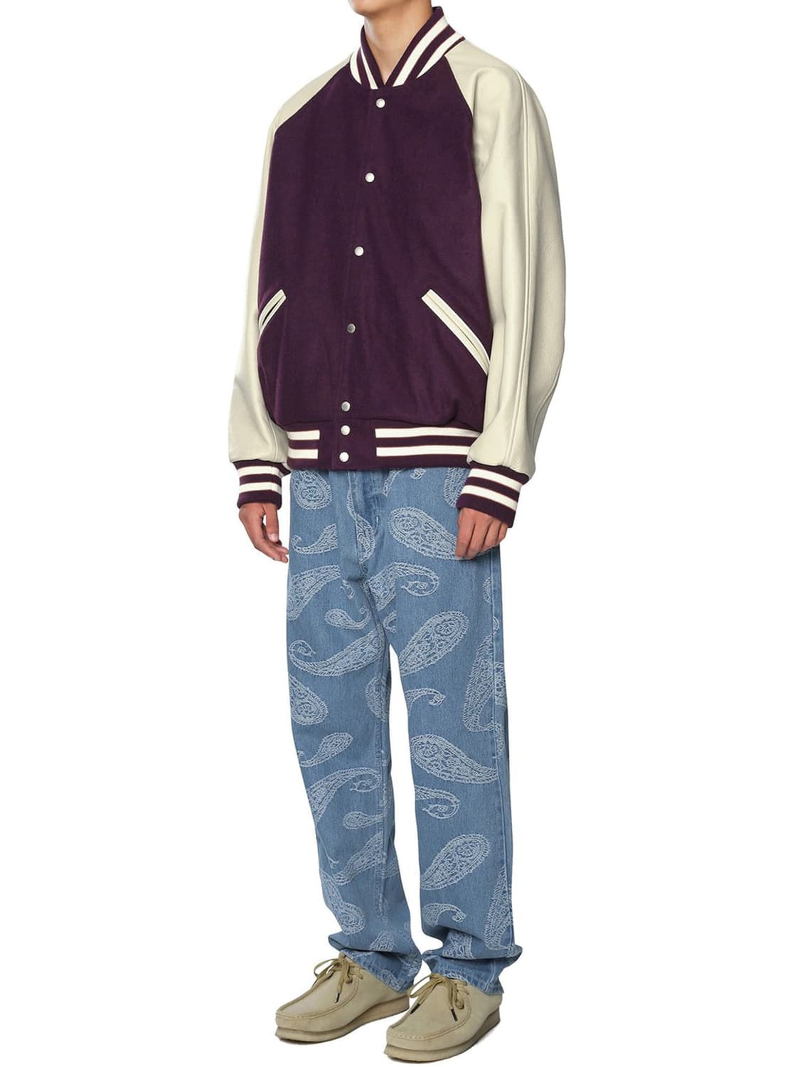 디스이즈네버댓 래글런 바시티 자켓 퍼플 L 상품이미지4