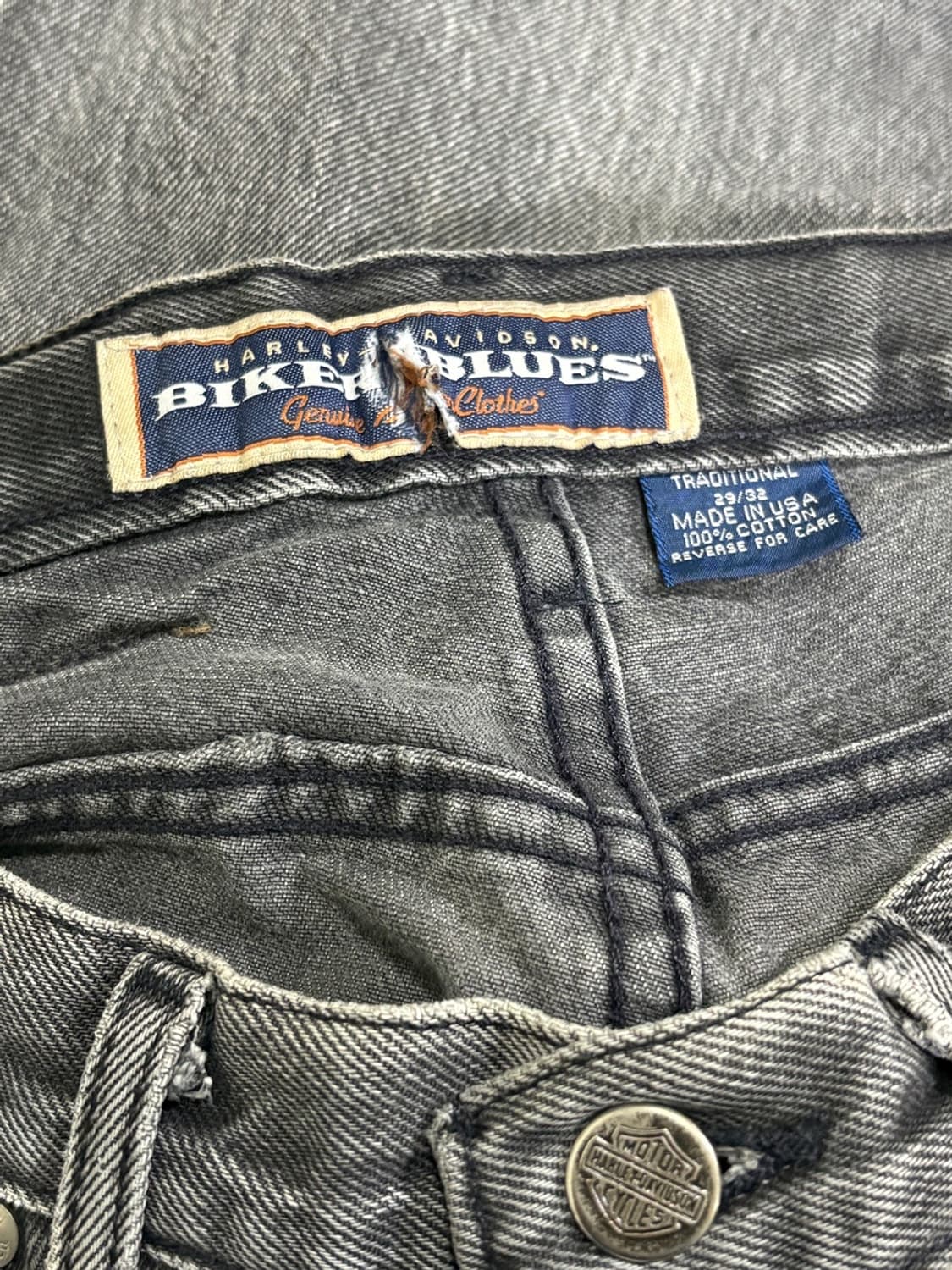 90s USA 할리데이비슨 바이커 흑청 데님 상품이미지2