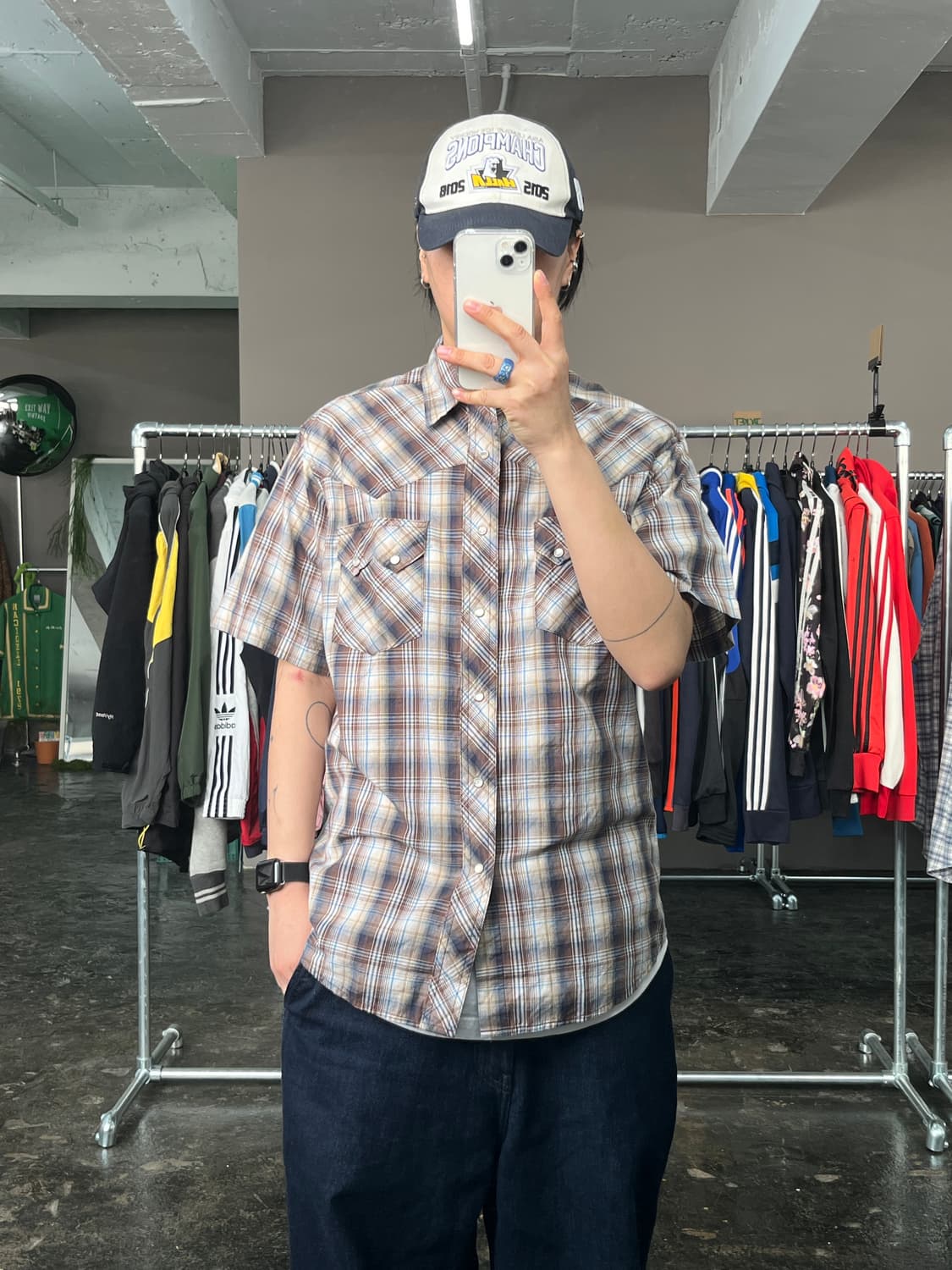 랭글러 웨스턴 체크 반팔 셔츠 상품이미지1