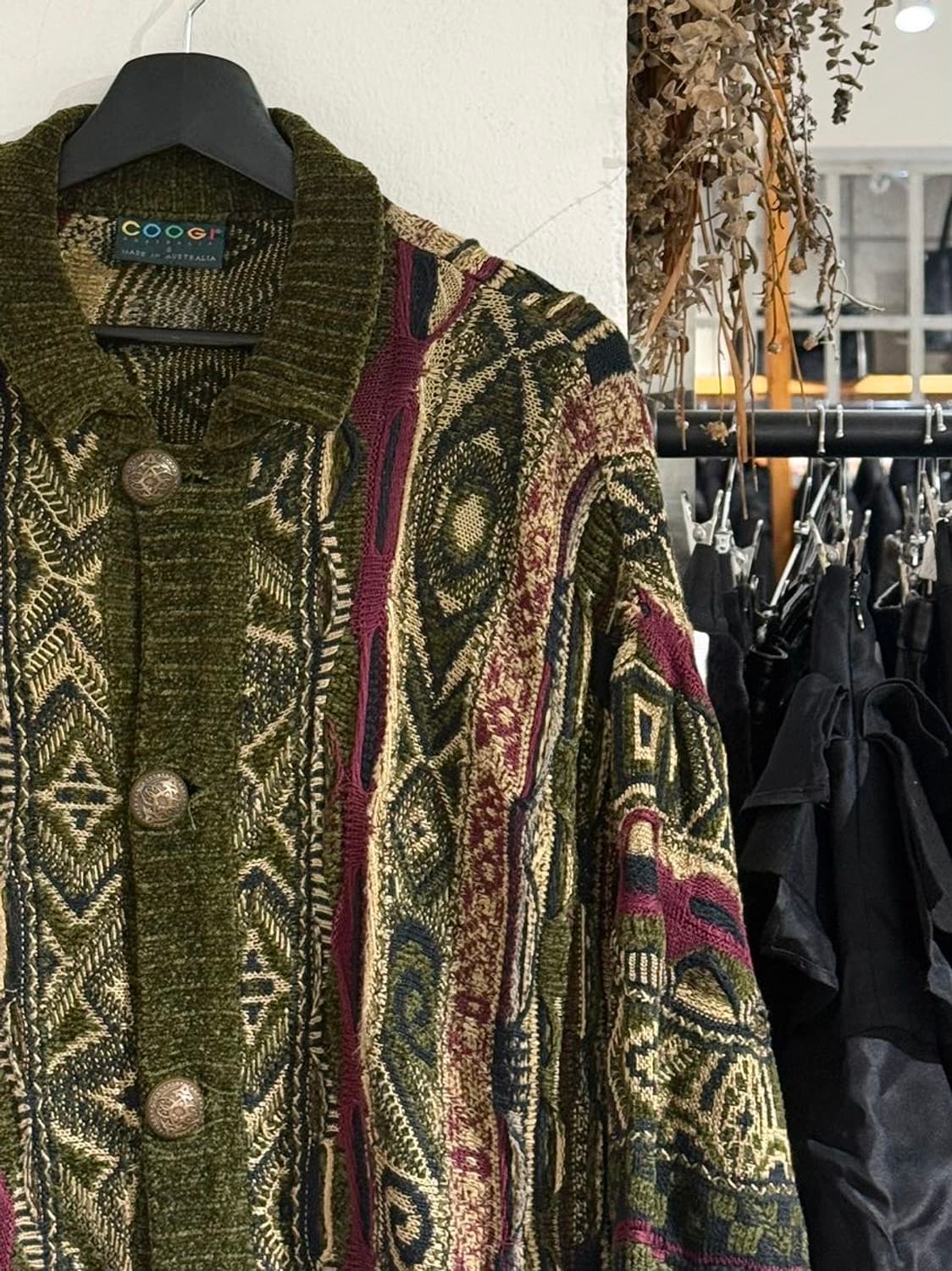 쿠지 그린 에스닉 멀티 케이블 버튼 가디건 상품이미지3