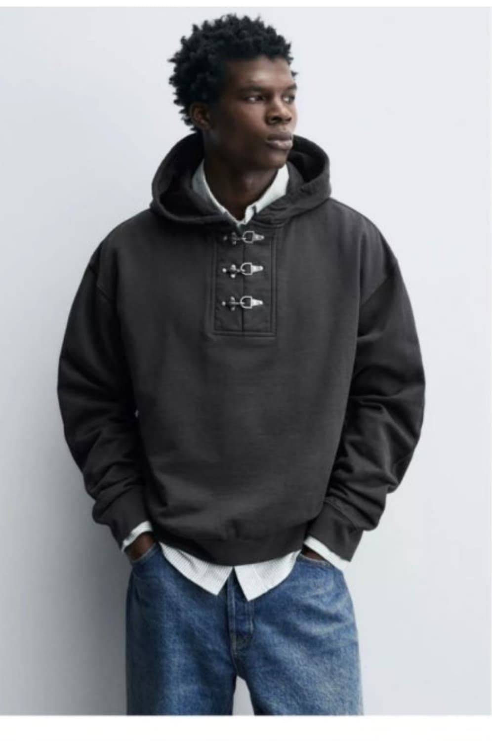 자라 토글 후드티 그레이 M 상품이미지1