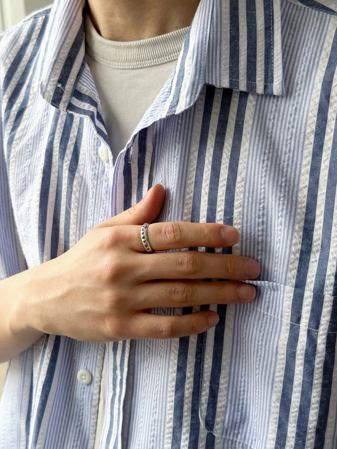 Natural sucker fabric H/S shirt 상품이미지8