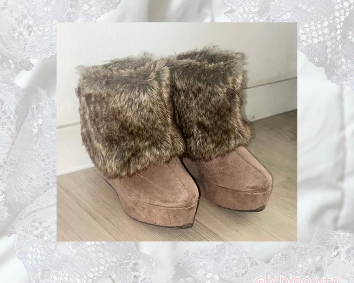 리즈리사 통굽 리본 퍼 부츠 240 상품이미지2