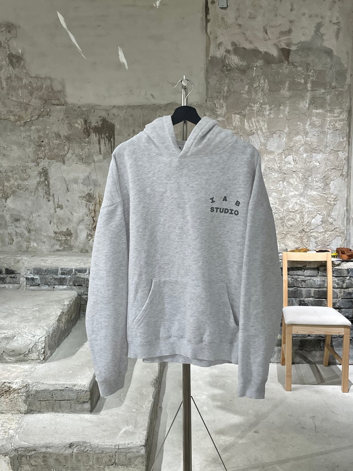 아이앱 스튜디오 멜란지 라이트 그레이 후디 상품이미지1