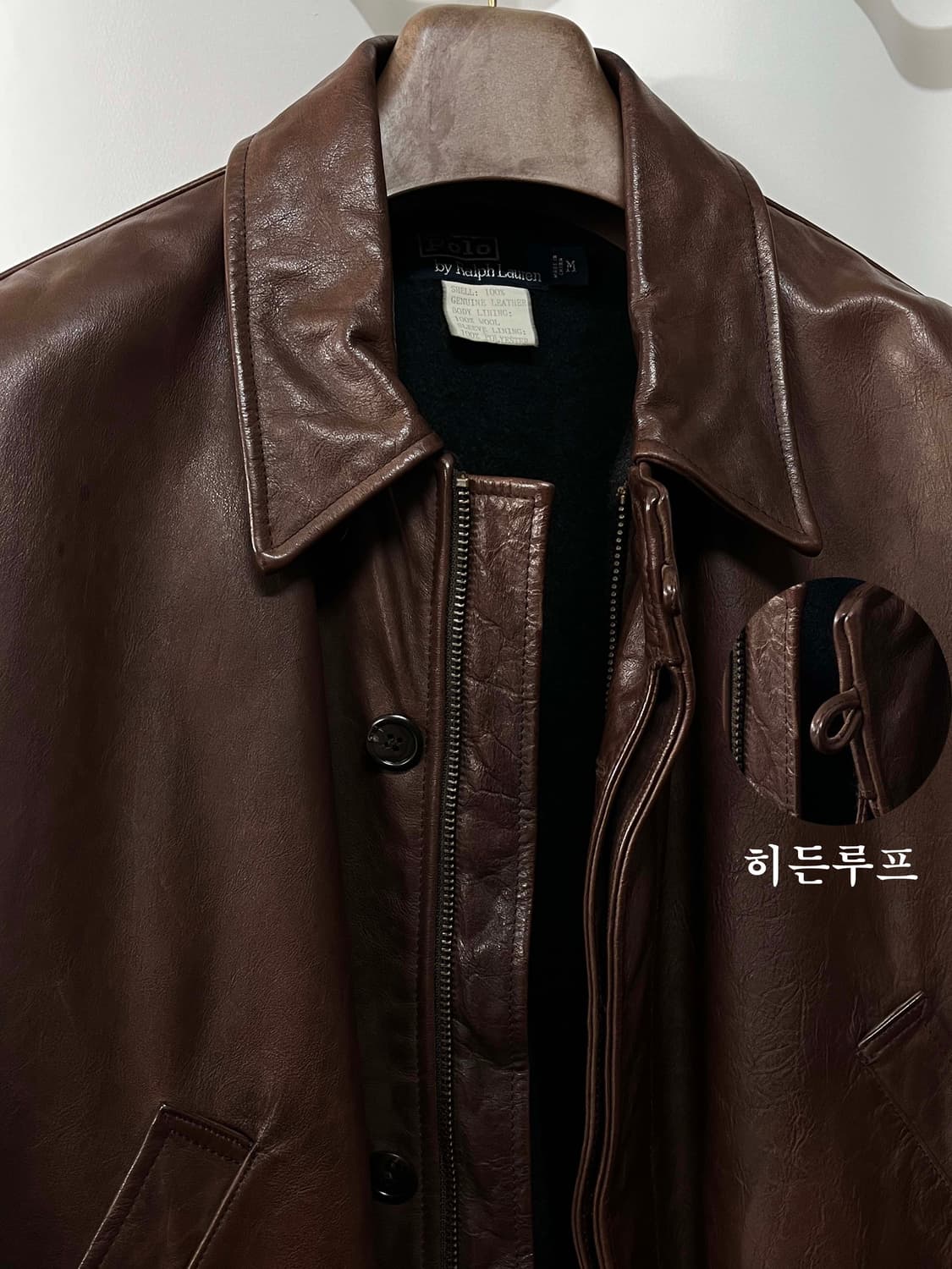 폴로 랄프로렌 카우하이드 우드브라운 카코트 레더 자켓 상품이미지4