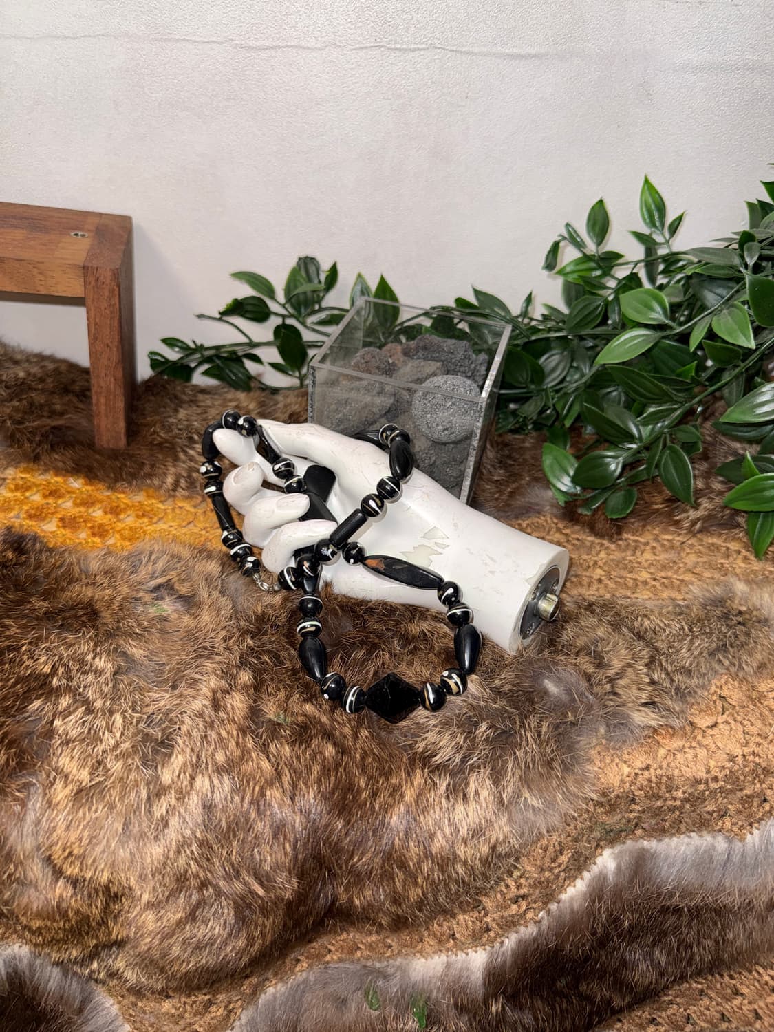 Black & white marble stone necklace  상품이미지2