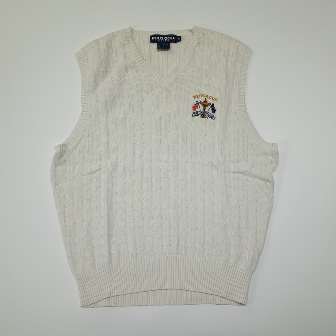 CL158 폴로골프 코튼 90s라이더컵 화이트 케이블 베스트 상품이미지1