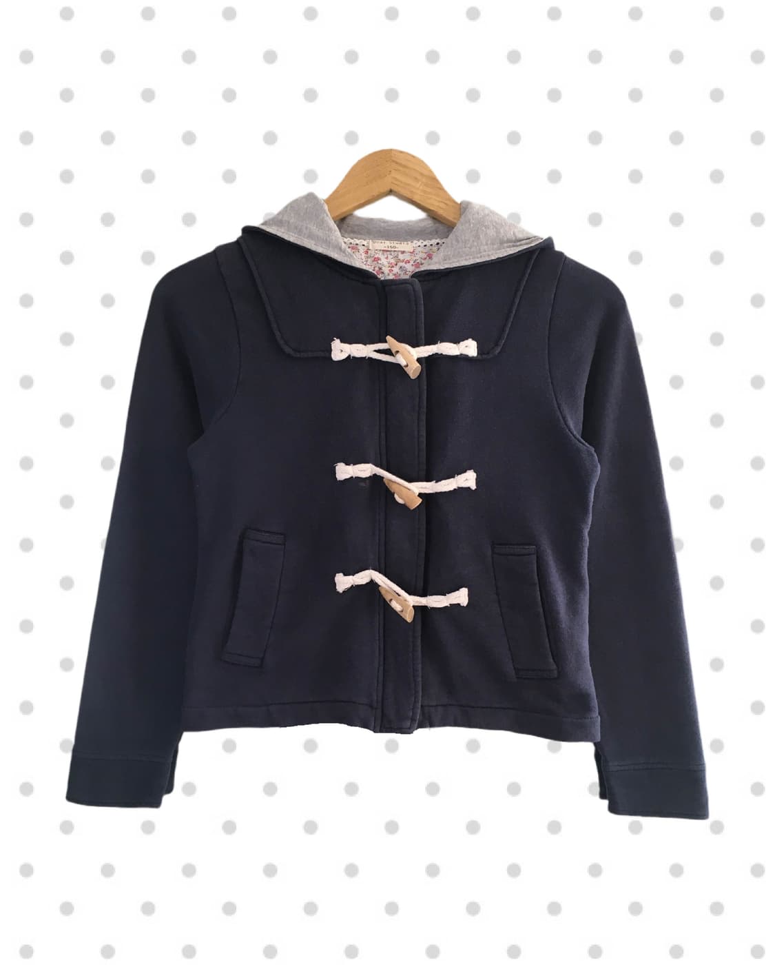 vintage toggle button hooded zip-up navy 상품이미지5