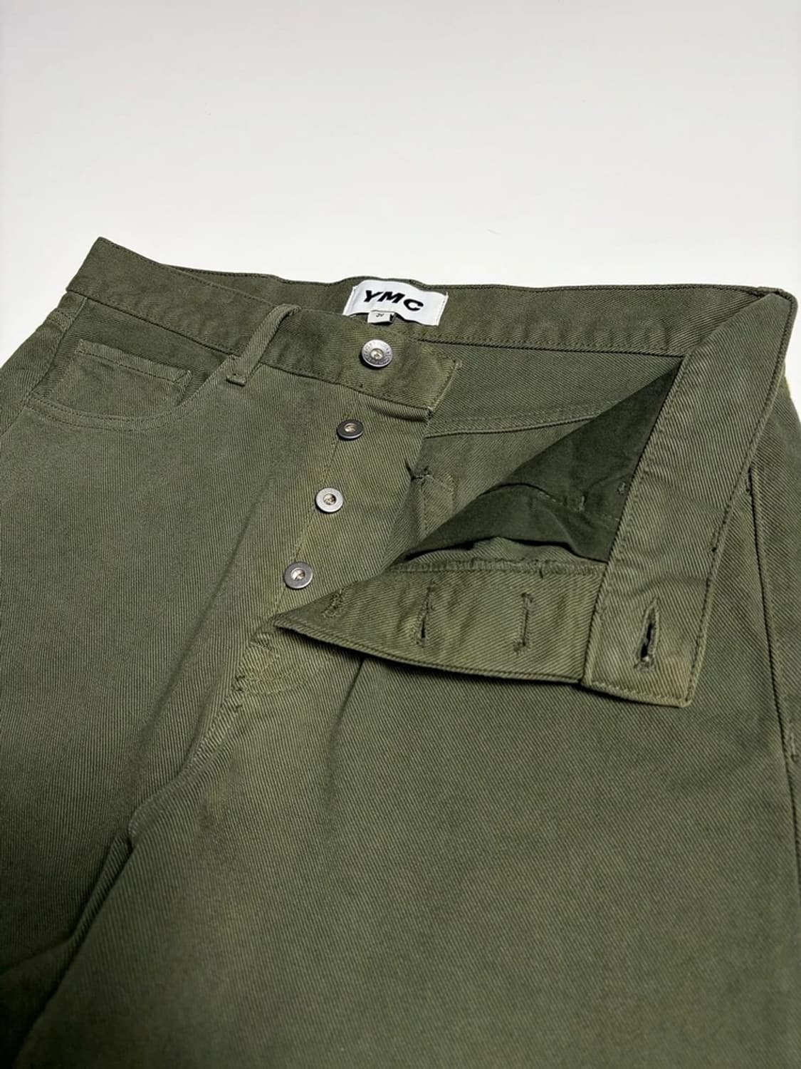YMC 21FW 버튼플라이 올리브 데님 팬츠 R1845 상품이미지3