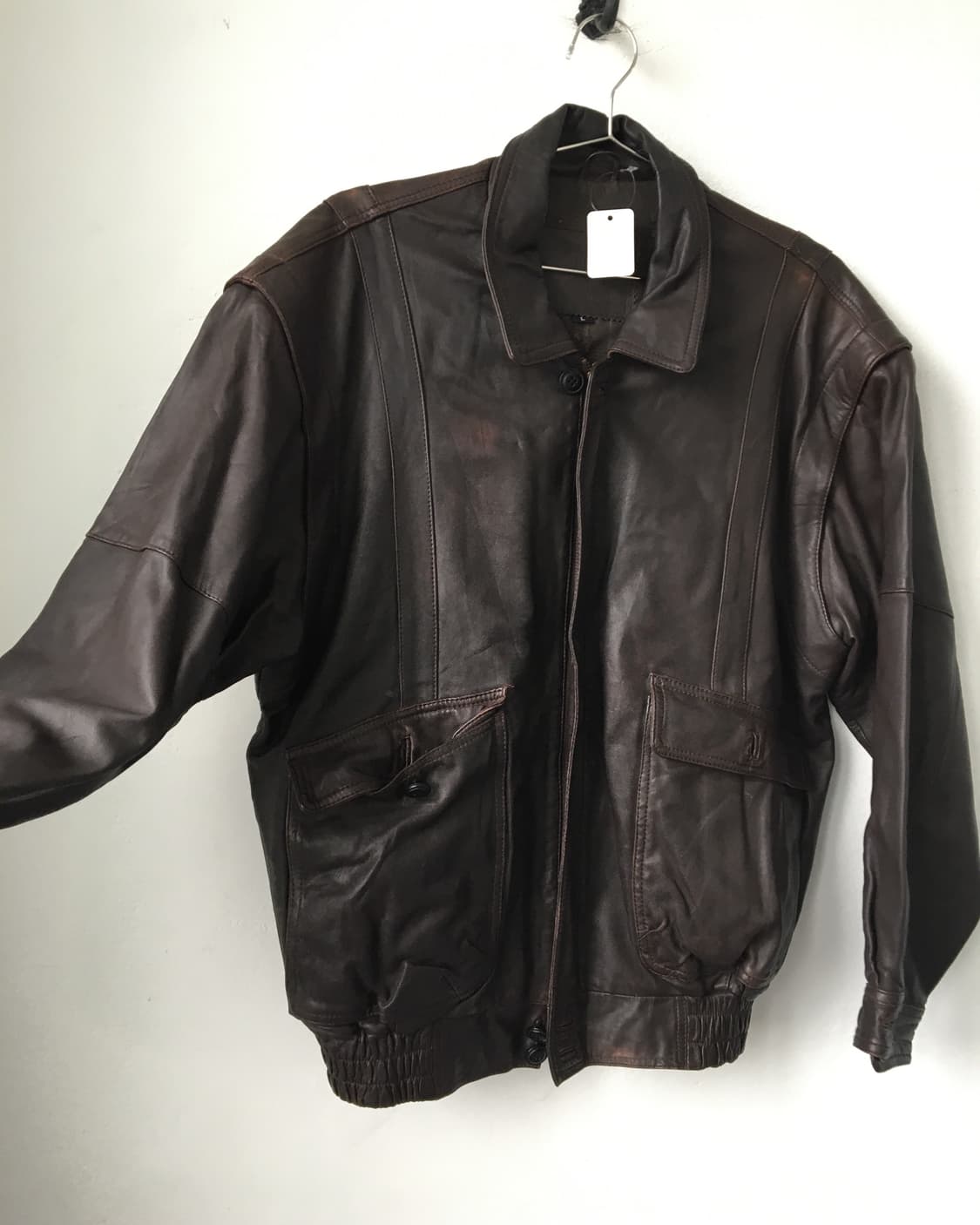 Leather bomber brown jacket 상품이미지2