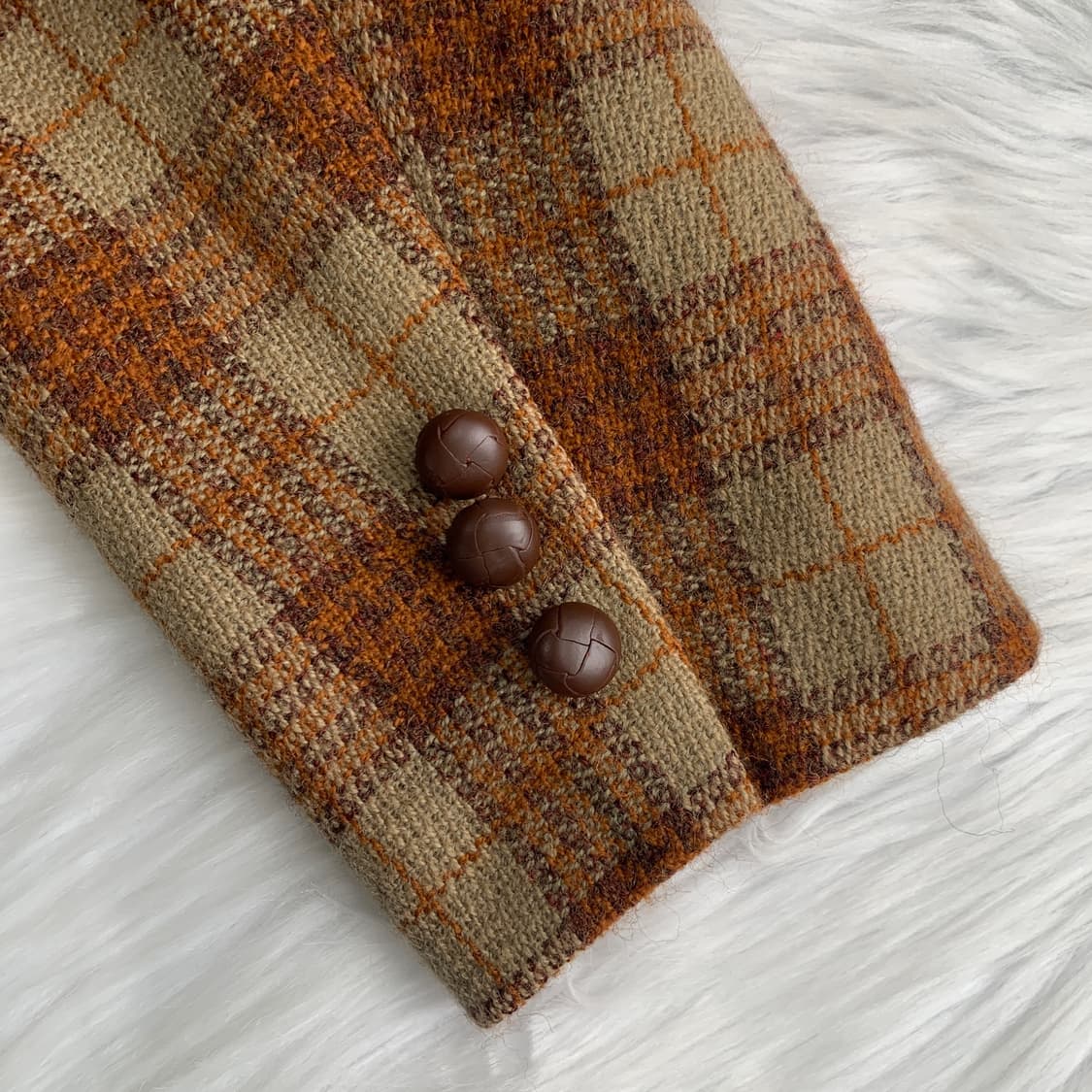 일본 빈티지 OLEART 울 체크 더블 자켓 1679 상품이미지6