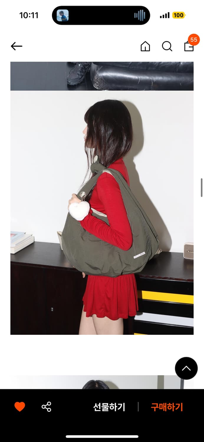 온스카  리버시블 백 베이지 카키 상품이미지4