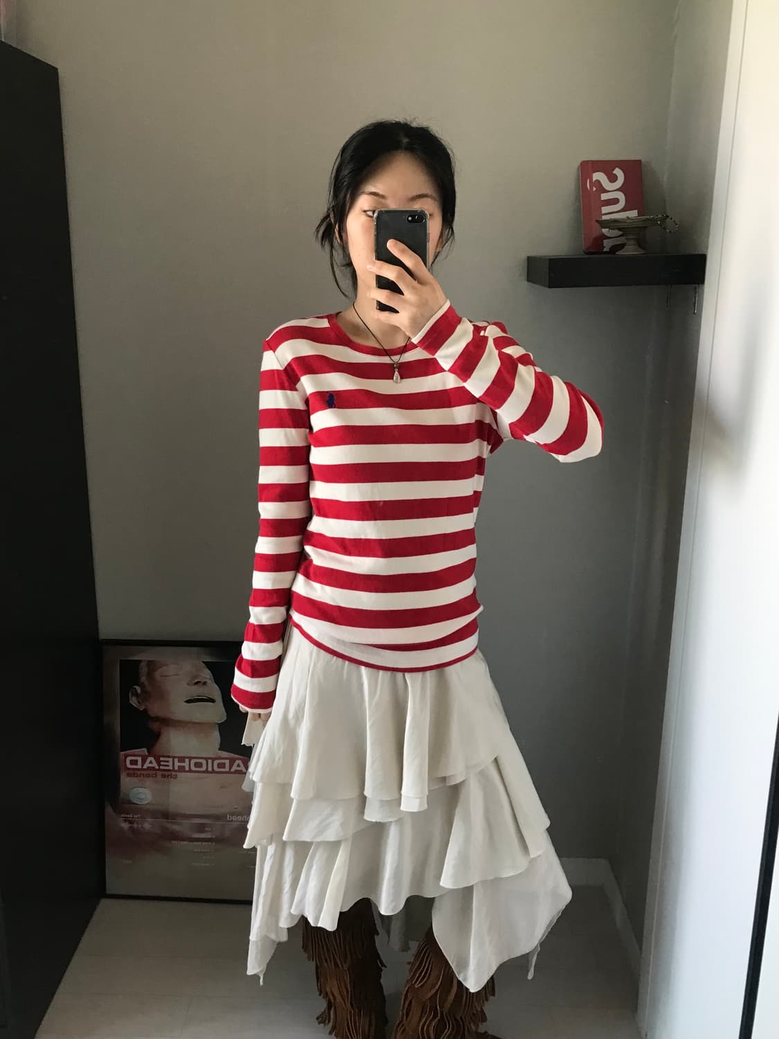 폴로 랄프로렌 포니 로고 스트라이프 레드 롱슬리브티 상품이미지3