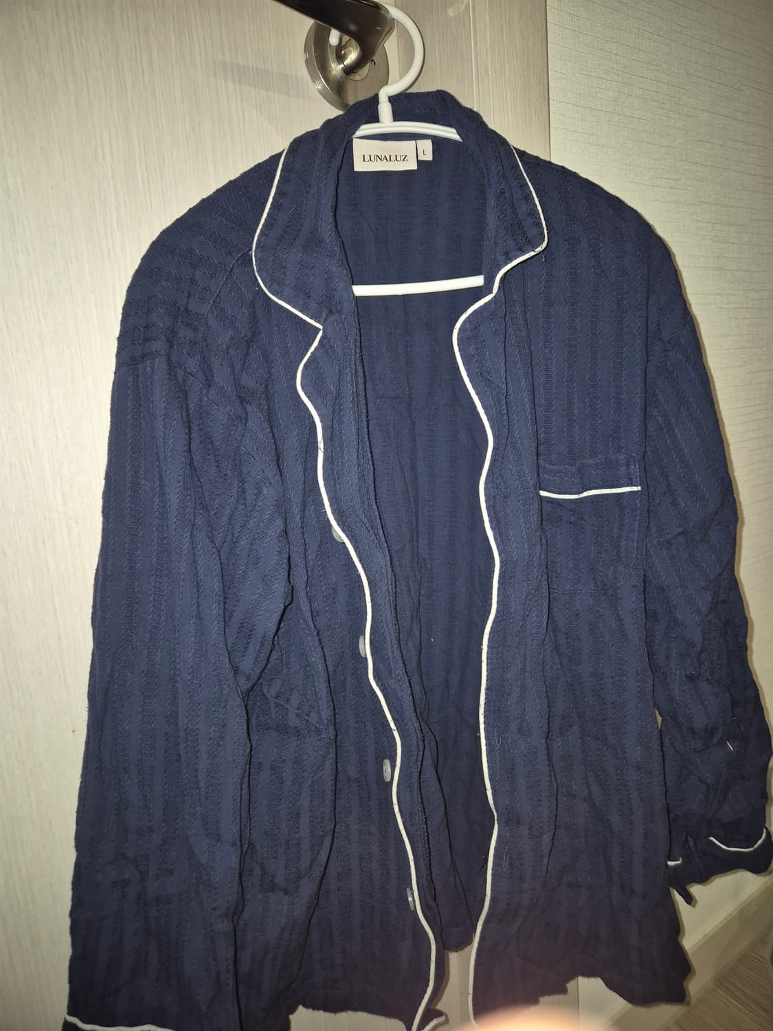 루나루즈 엠마 코튼 긴팔 잠옷 네이비 상품이미지1