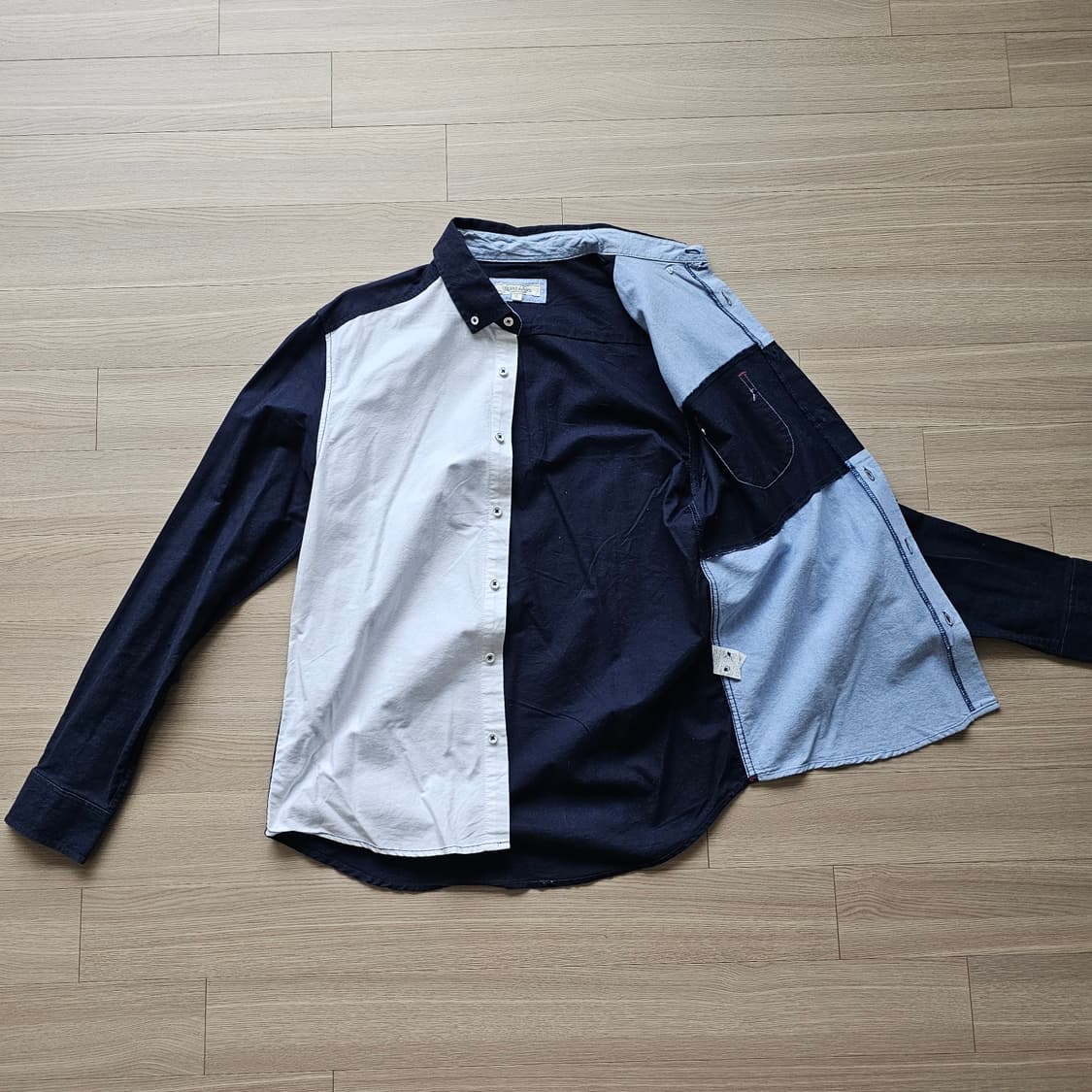 L .Transland 배색 긴팔 포켓 셔츠 남자 간절기 M 95 100 상품이미지4