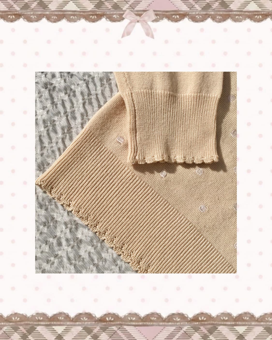 로디스포토 베이지 진주 비즈 도트 니트 상품이미지4