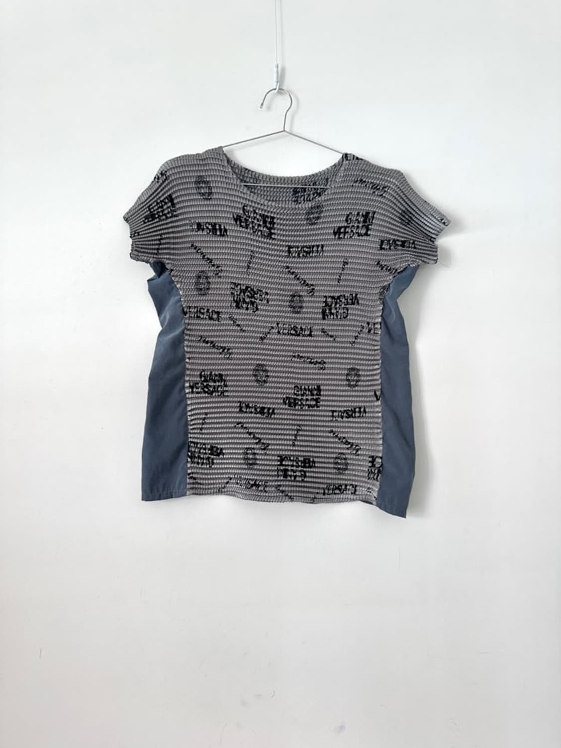 Dual texture logo pleats / silver & blue 상품이미지4