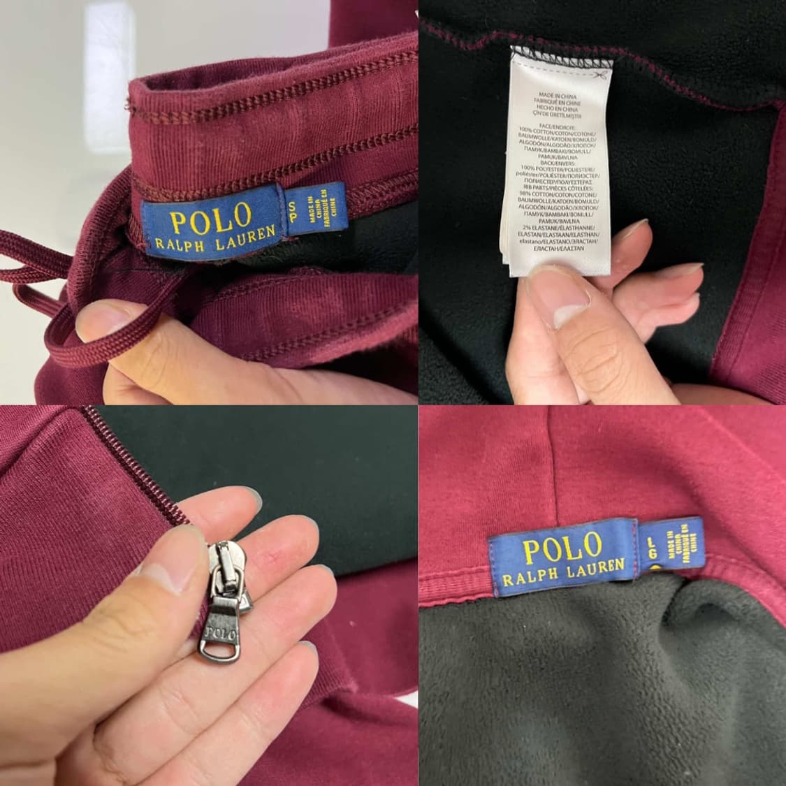 폴로 버건디 후드집업 셋업 상품이미지4