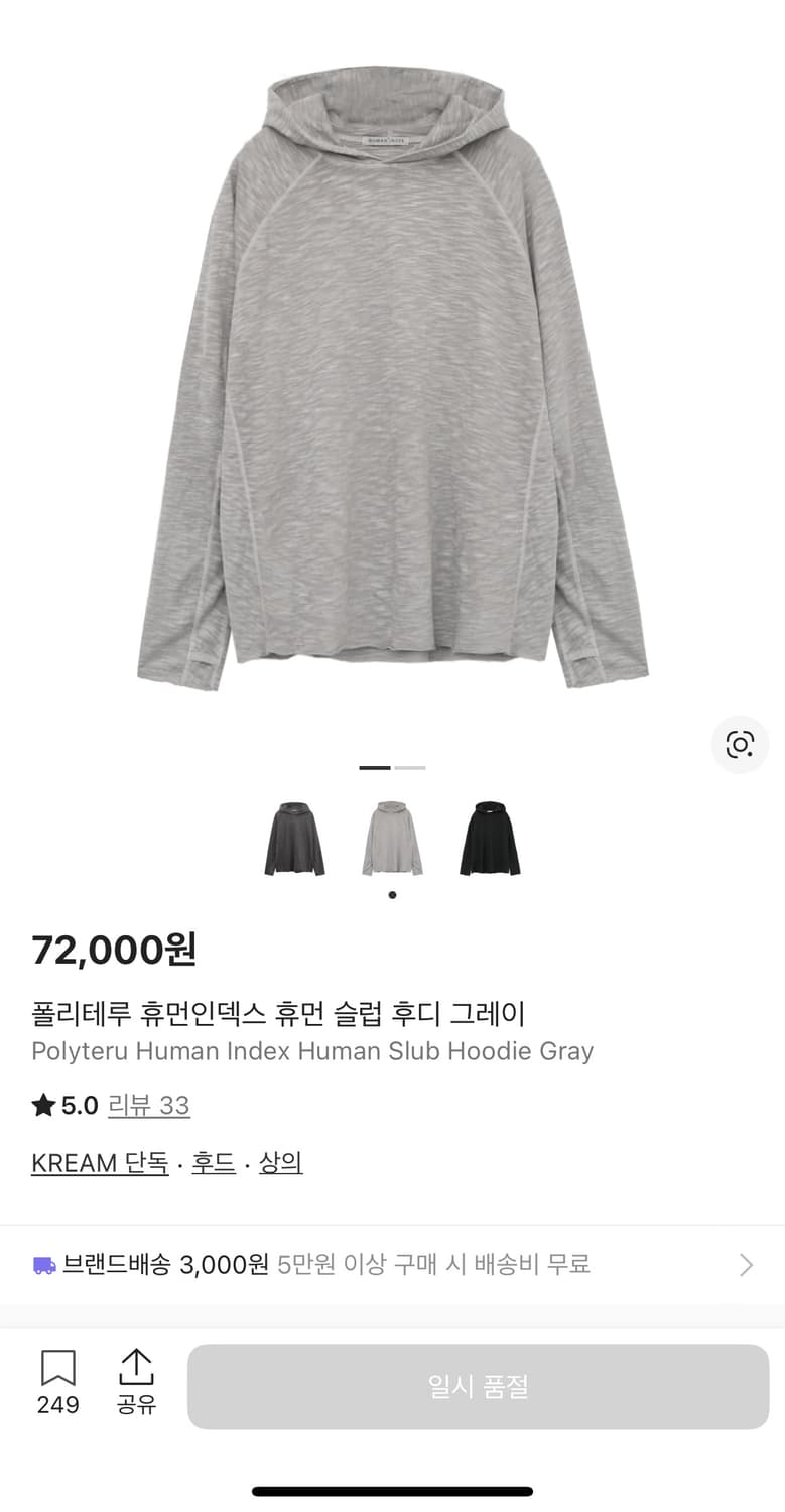 (2) 폴리테루 슬럽후디 그레이, 차콜 일괄판매 상품이미지2