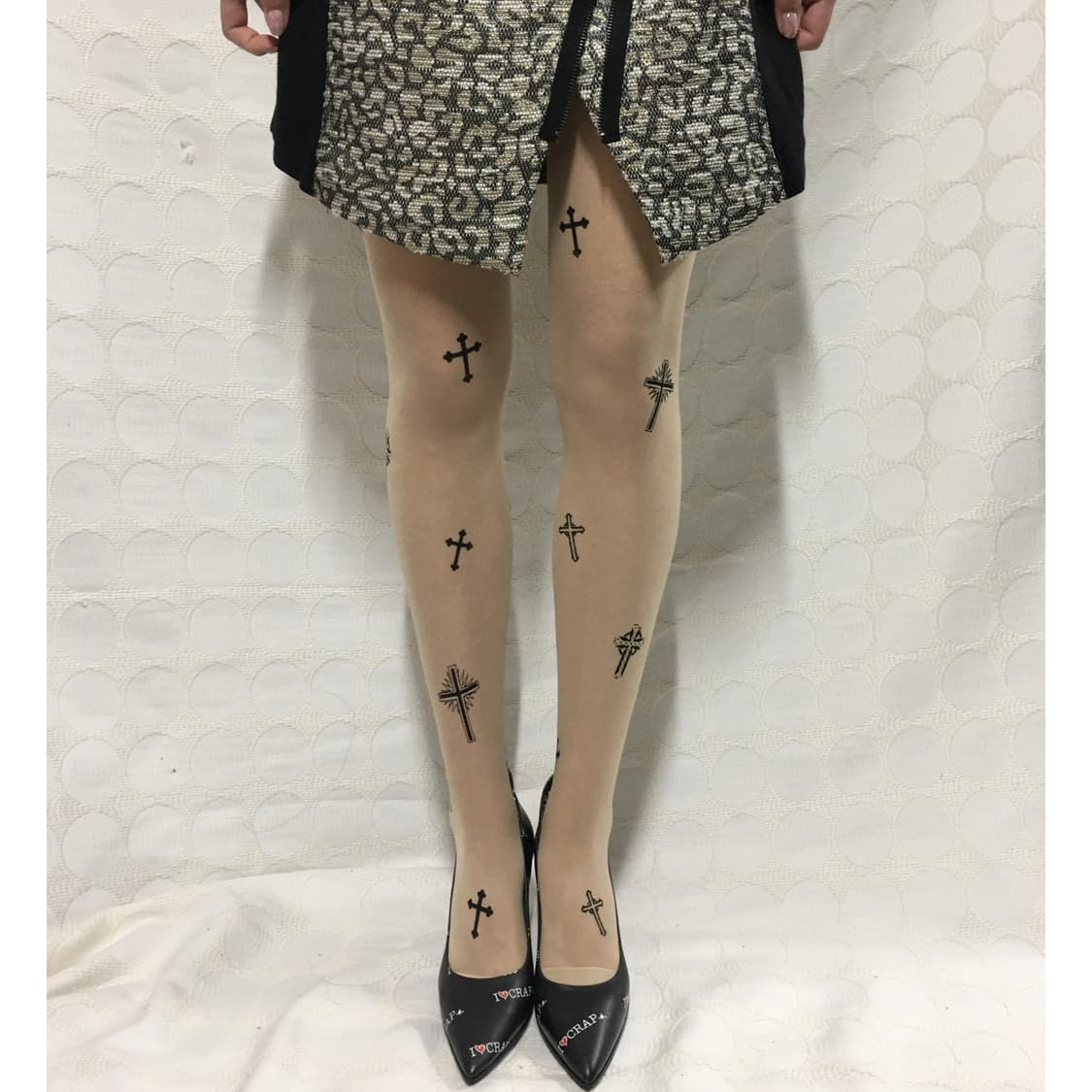 십자가 프린팅 스타킹 상품이미지1