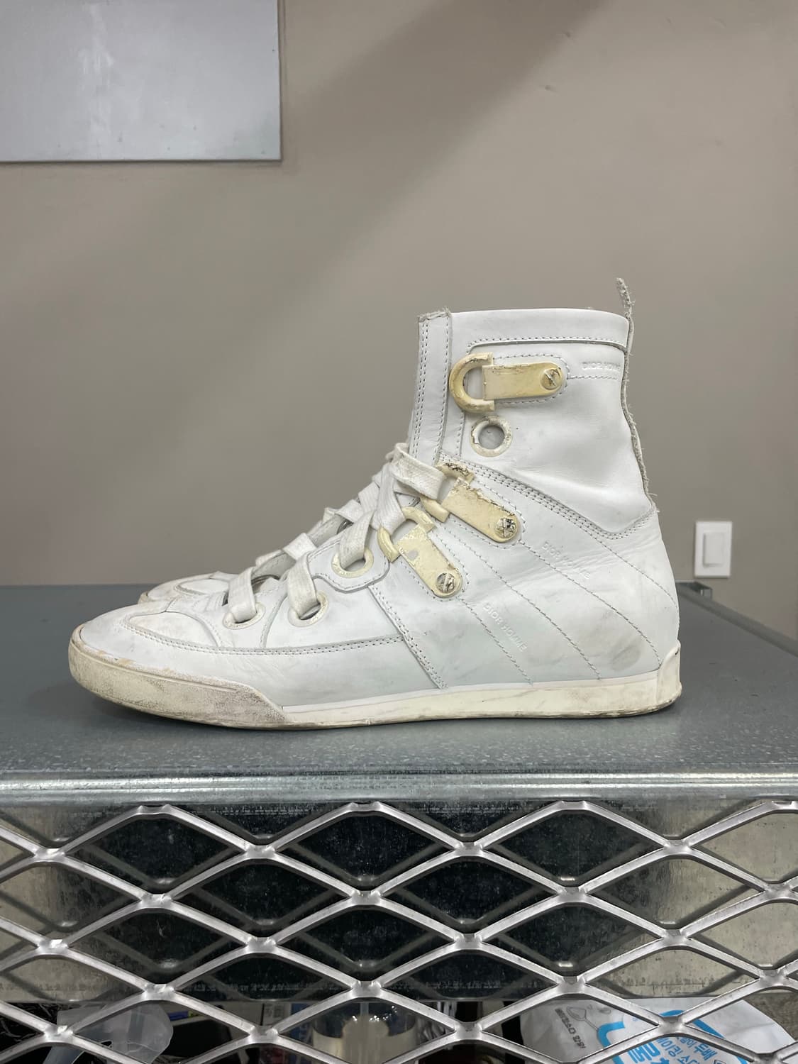 디올 옴므 09SS 올 화이트 하이탑 EU41 상품이미지1