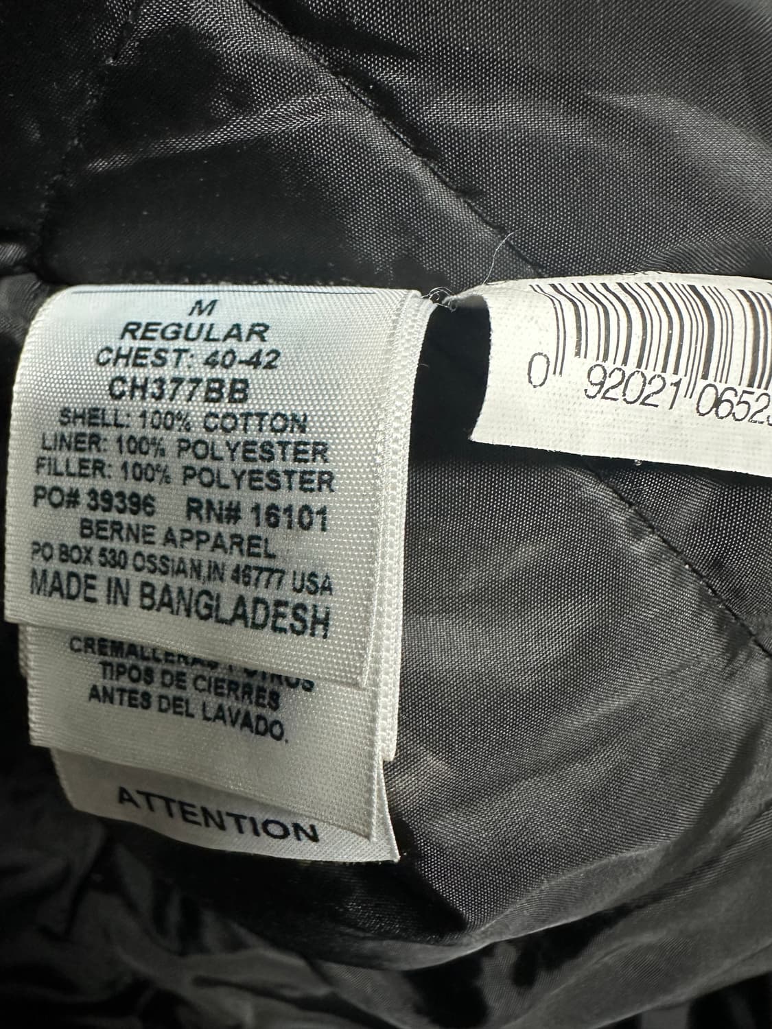 Berne Workwear 덕 캔버스 퀄트 라이너드 초어 코트 상품이미지4