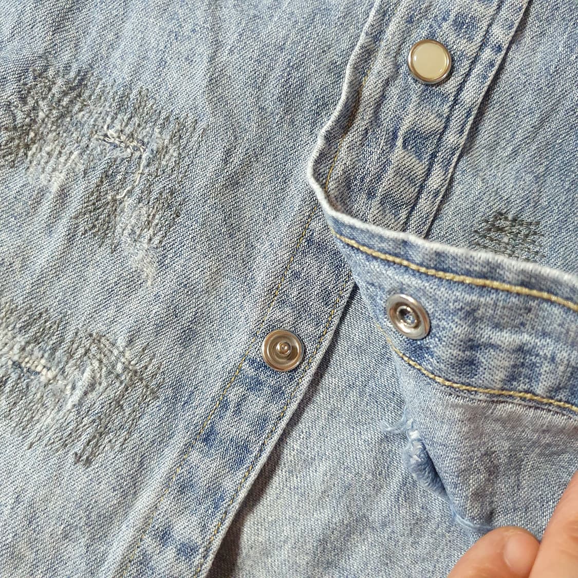 폴로 패치워크 웨스턴 반팔 데님 셔츠 S 상품이미지6