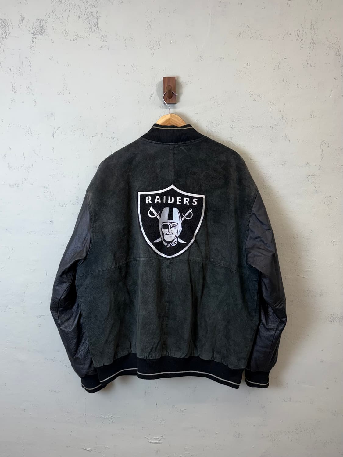 NFL 90s 빈티지 오클랜드 레이더스 레더 바시티 자켓 상품이미지1