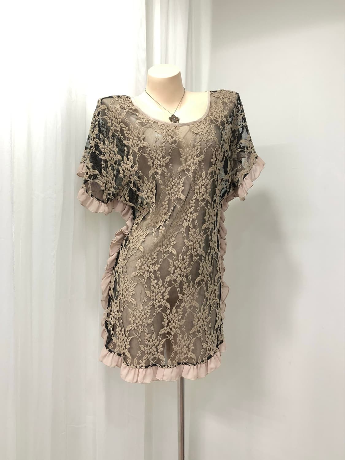 grunge brown lace mesh top 상품이미지2
