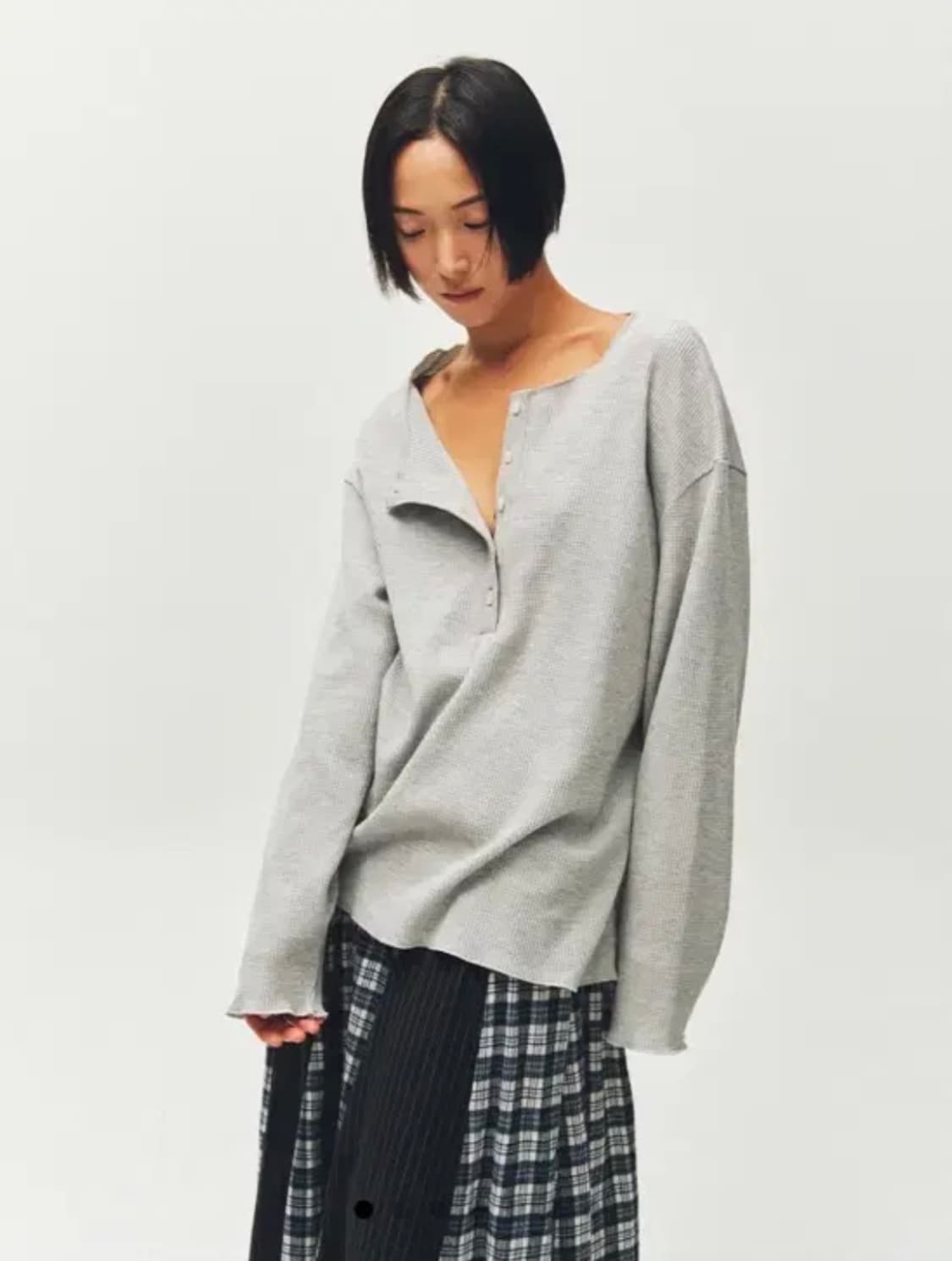 플리즈프로젝트 와플 헨리 롱슬리브 그레이 LONGSLEEVE 상품이미지2