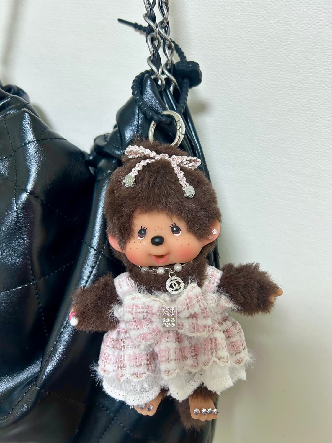 🤍정품 몬치치 커스텀 키링 – 핑크 트위드 에디션 상품이미지6