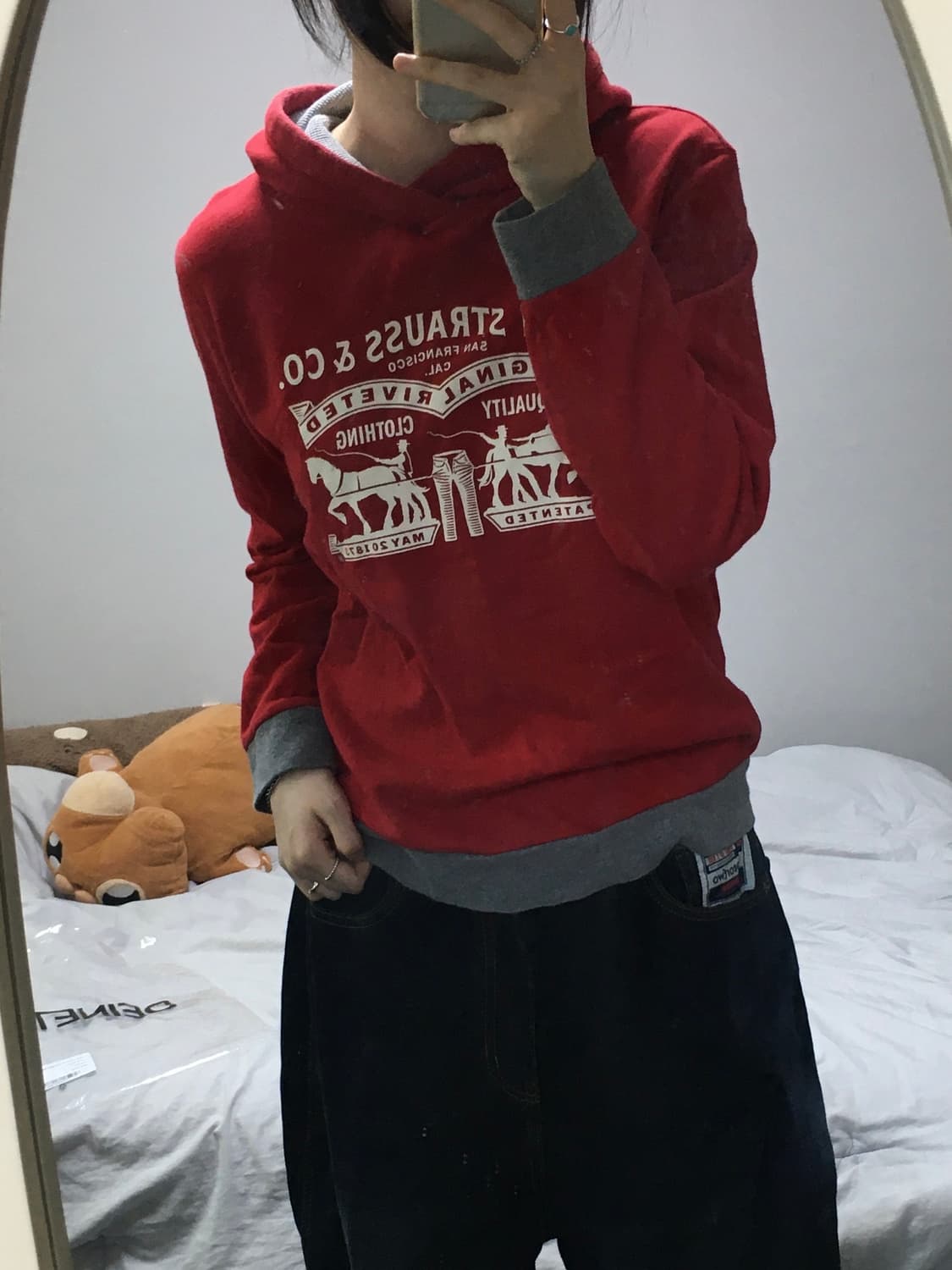 리바이스 🎠 클래식 홀스 후드티 red 상품이미지1