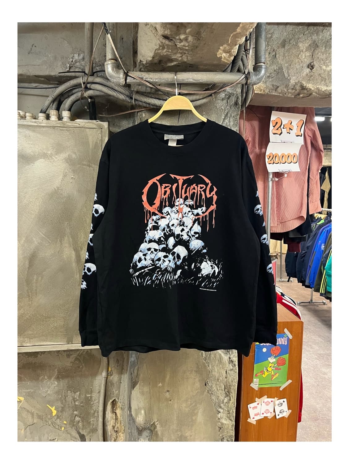 빈티지 프린팅 긴팔티 블랙 3XL #csz3140 상품이미지1