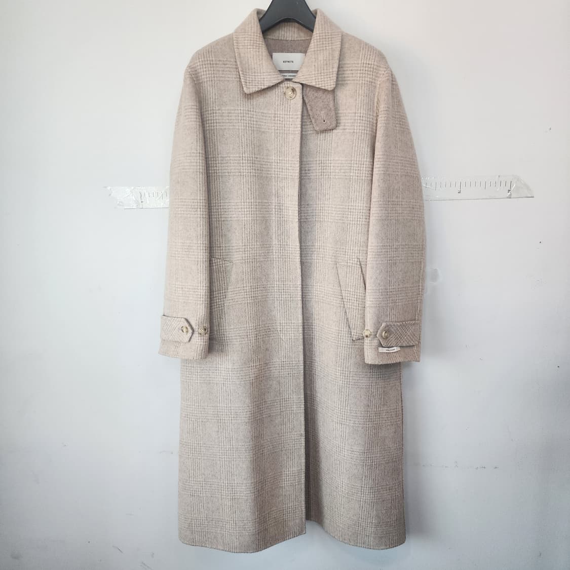 KEYNOTE 핸드메이드 체크 롱코트 베이지 상품이미지1