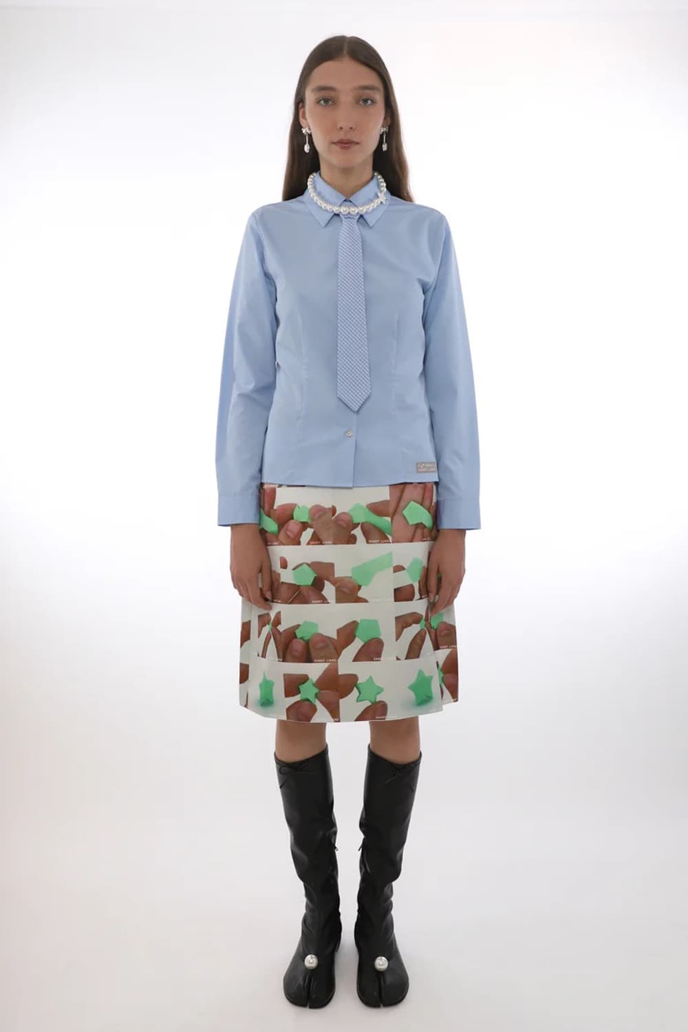 [XS,S]샌디리앙 25fw LEVI 타이 셔츠/블루 상품이미지2