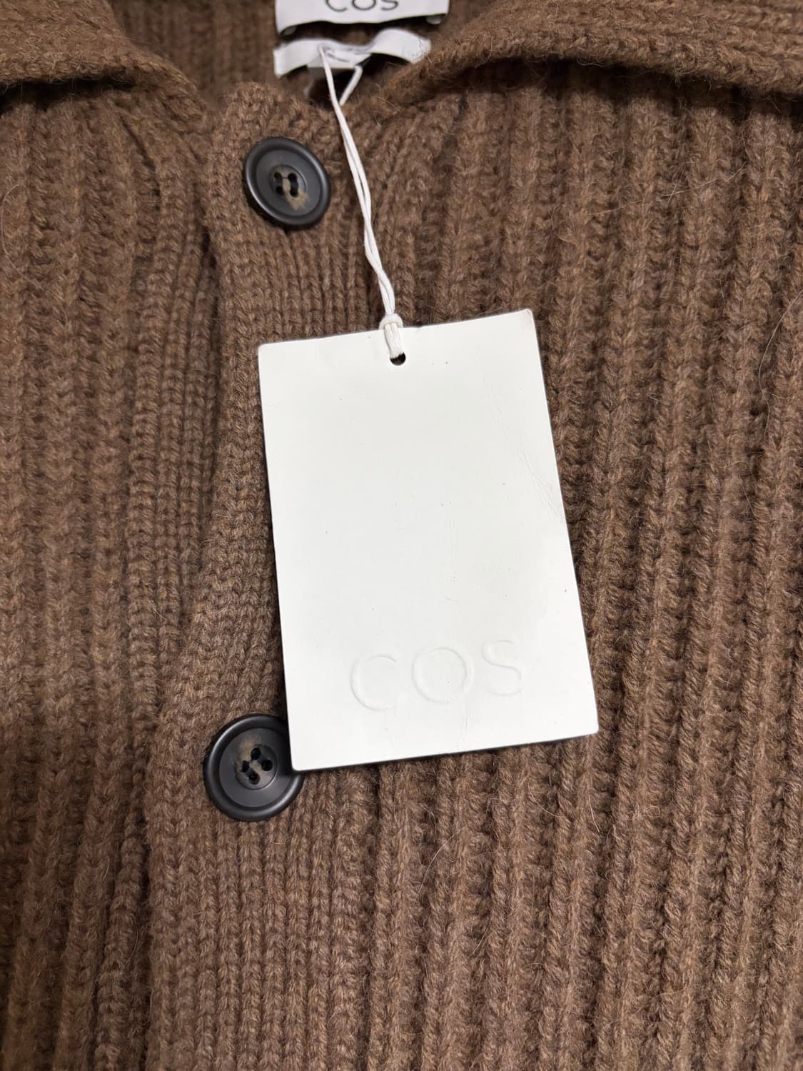 [L] 코스 리브드 알파카 블렌드 가디건 브라운 멜란지 상품이미지3