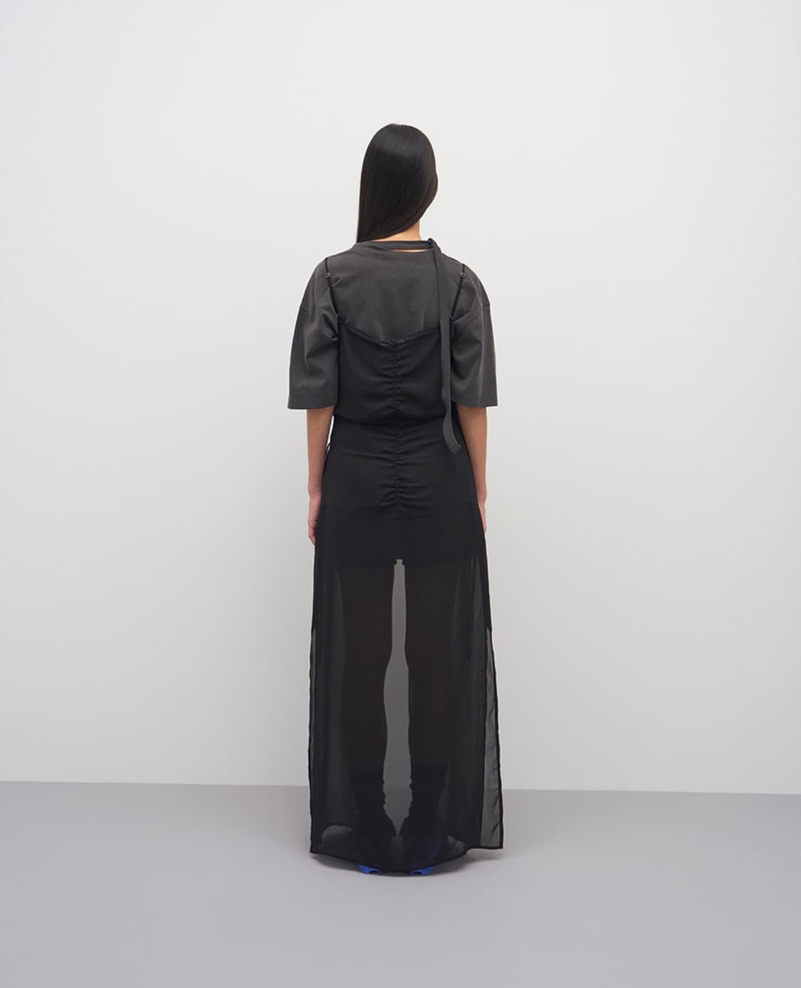 LCDC hook detail chiffon dress black M 상품이미지2