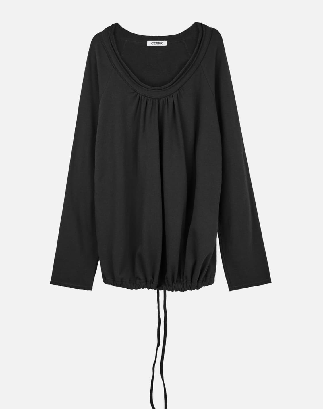 세릭 라운드 헴 스트링 탑 차콜 상품이미지1