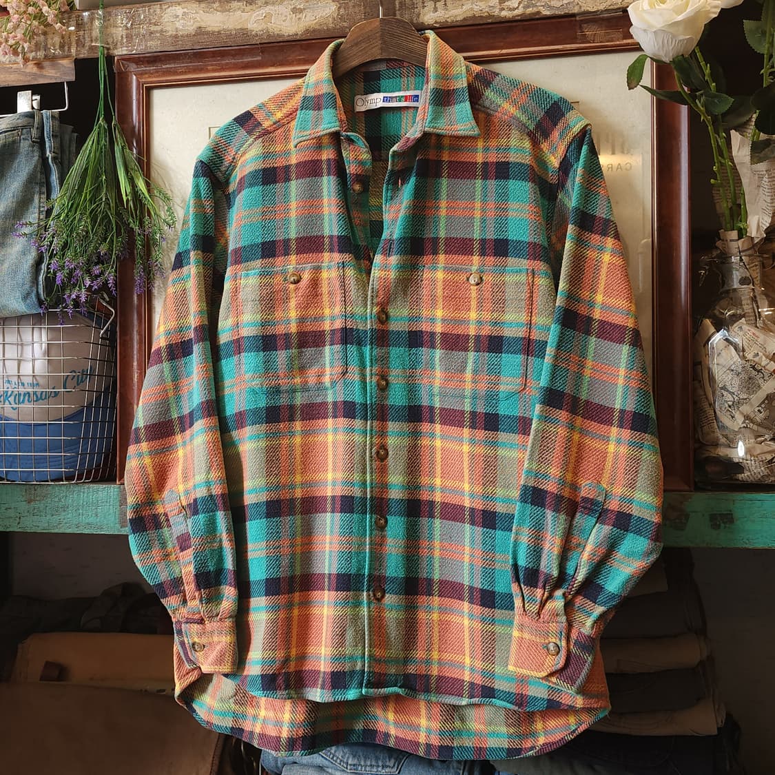 90s 아메리칸 빈티지 체크셔츠 헤비 플란넬 워크셔츠 윈도우 빅체크 s 상품이미지2