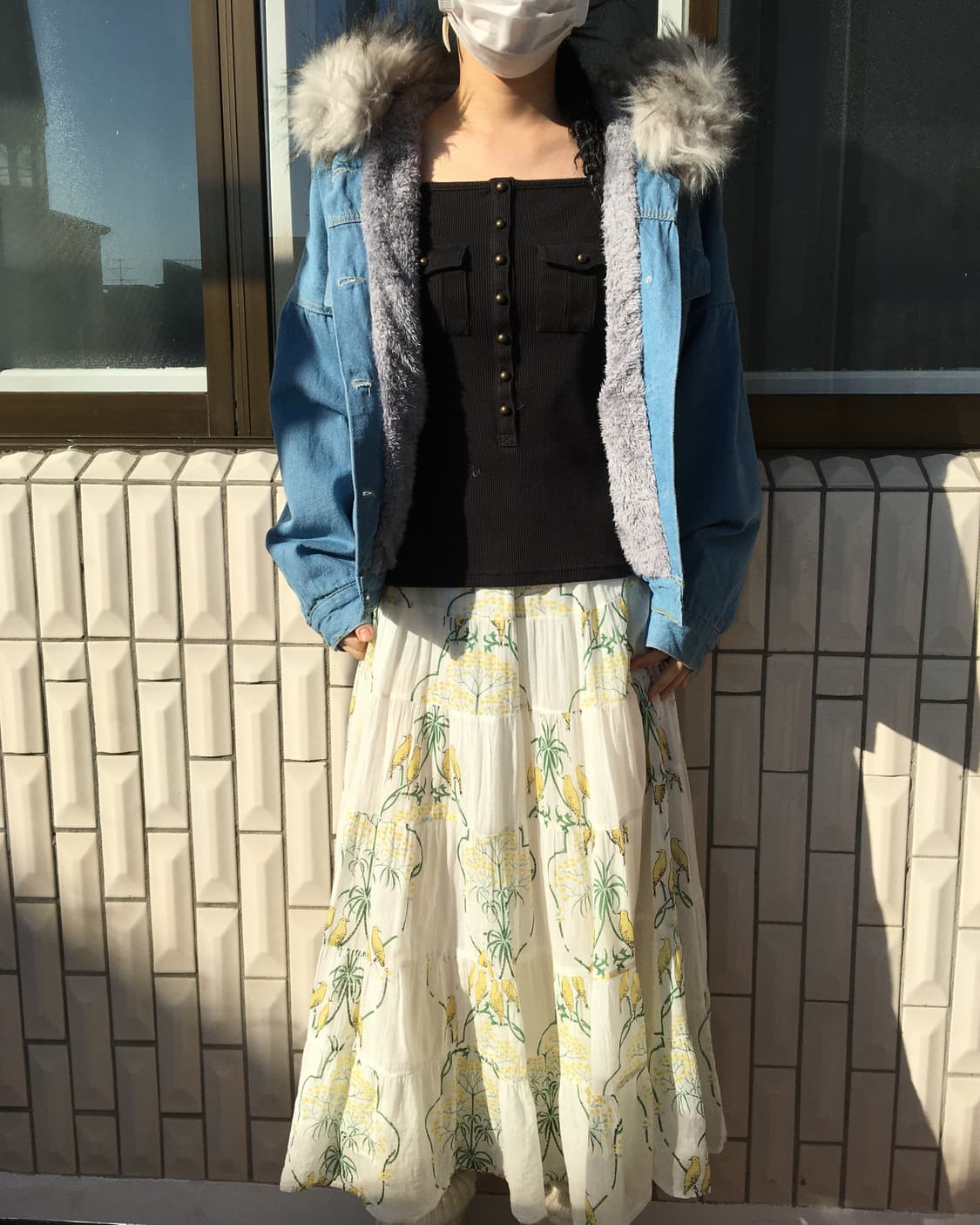 Fake fur hood denim jacket 상품이미지6