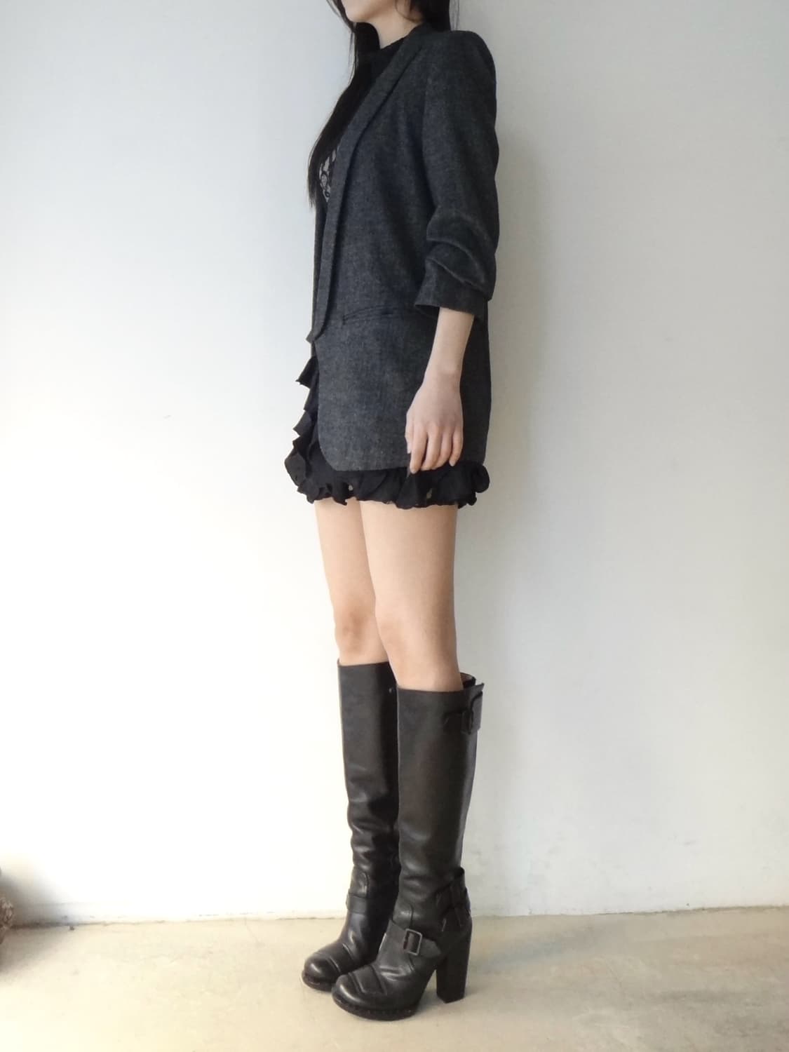 Sleeve pintuck formal jacket / charcoal 상품이미지5