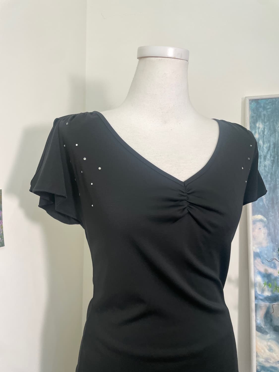 RUE DE B black span shirring cubic top 상품이미지6