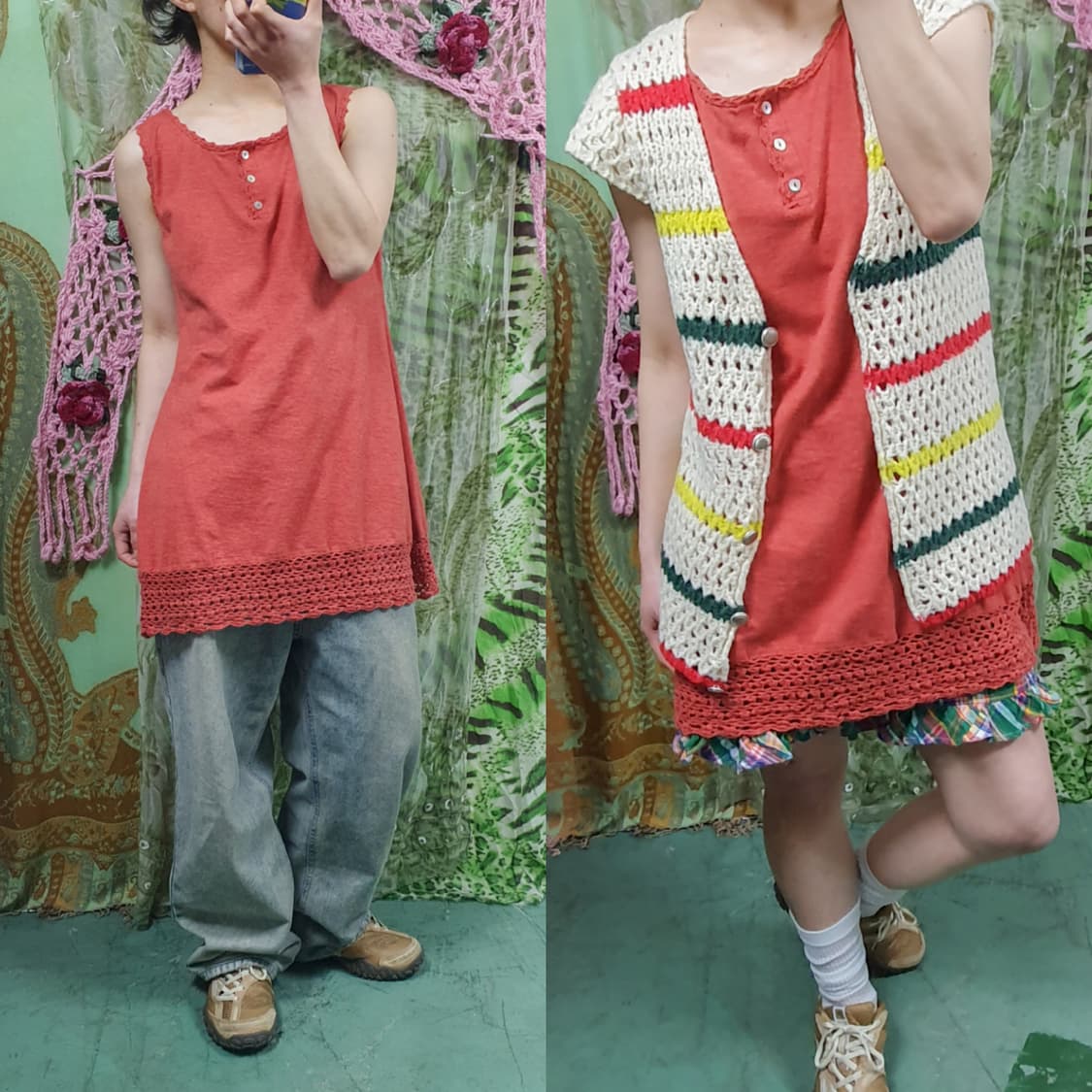 슬리브리스 미니원피스 탑 다크오렌지 상품이미지1