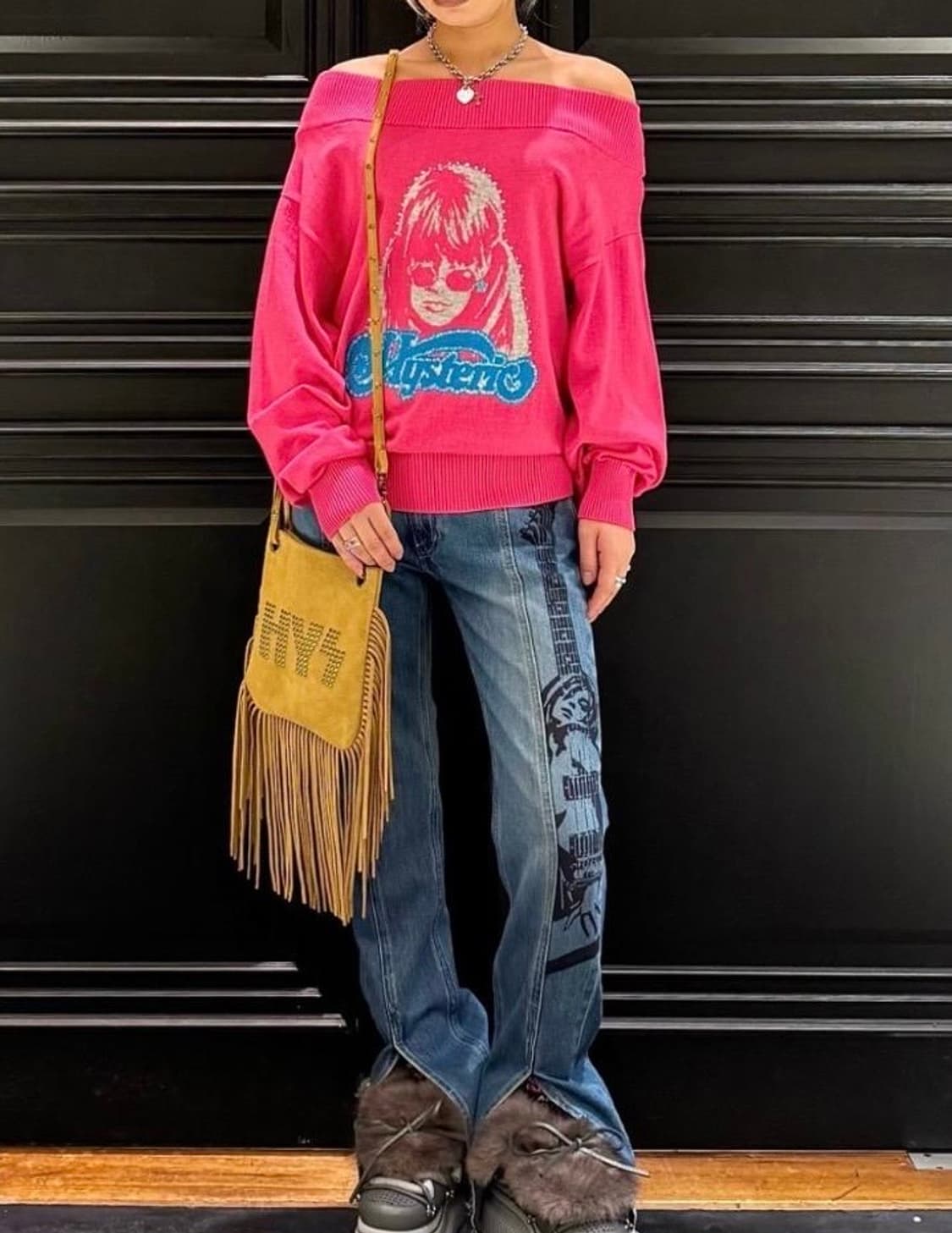 히스테릭글래머 자카드 풀오버 핑크 상품이미지2