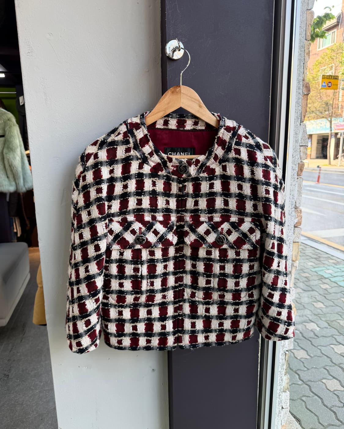 38/ 샤넬 은장로고 버튼 트위드 집업 자켓 상품이미지3
