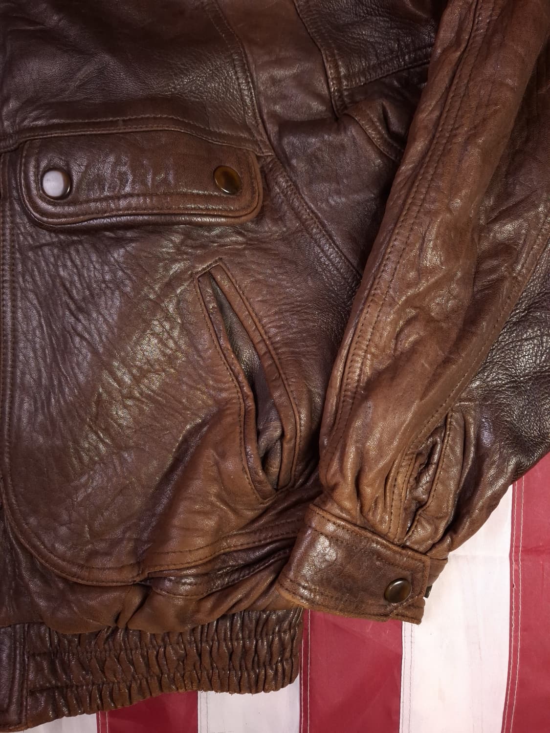 빈티지 90' 국내산 일본수출용 리얼 램스킨 레더 항공자켓 상품이미지6