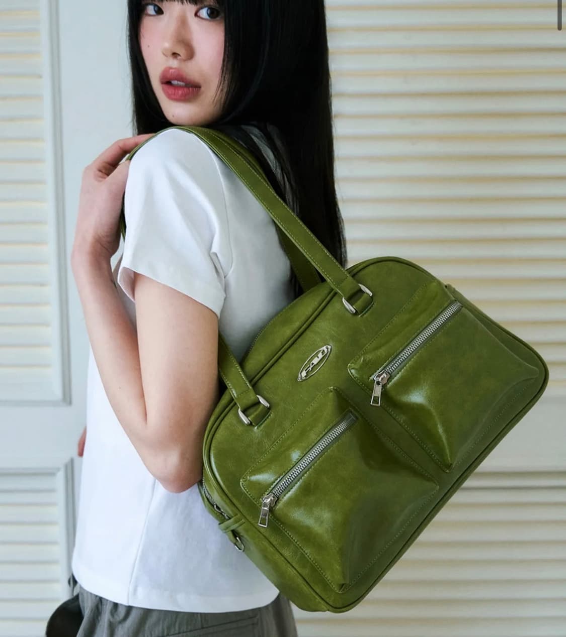 FAD 보스턴 백 비건 레더 - 라임 상품이미지1